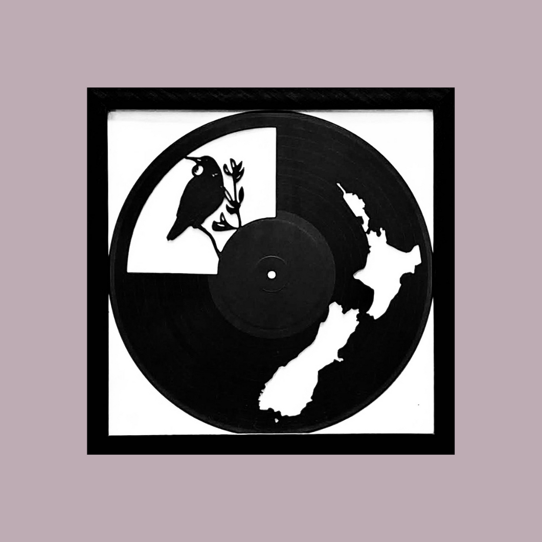 NZ Map & Tui | Vinyl Record Wall Art | Vinyl Revamp