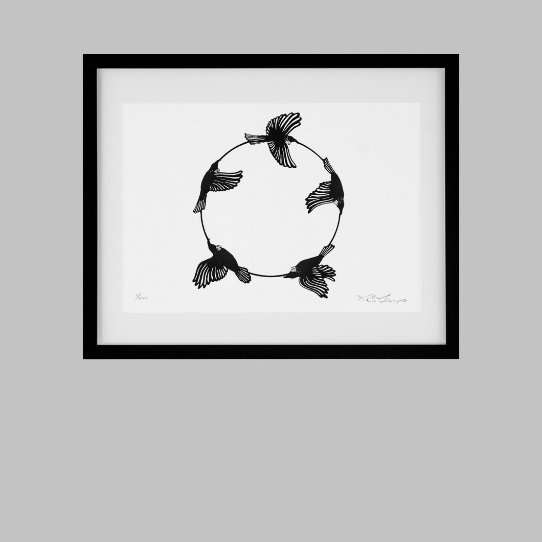 'Tui Flight Path' | Framed A3 Print | Limited & Signed | HDNZ
