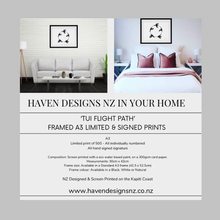 Load image into Gallery viewer, &#39;Tui Flight Path&#39; | Framed A3 Print | Limited &amp; Signed | HDNZ
