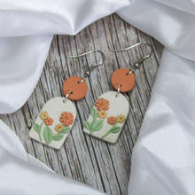 Load image into Gallery viewer, Flower Polymer Clay Dangle Earrings | Wildflower Arch Earrings
