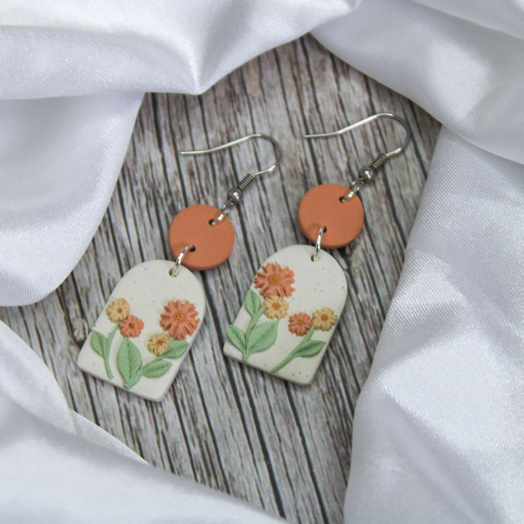 Flower Polymer Clay Dangle Earrings | Wildflower Arch Earrings