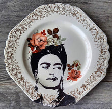 Load image into Gallery viewer, Large ‘Frida:2’ | Upcycled Vintage Plate Art | Bijoux Beach
