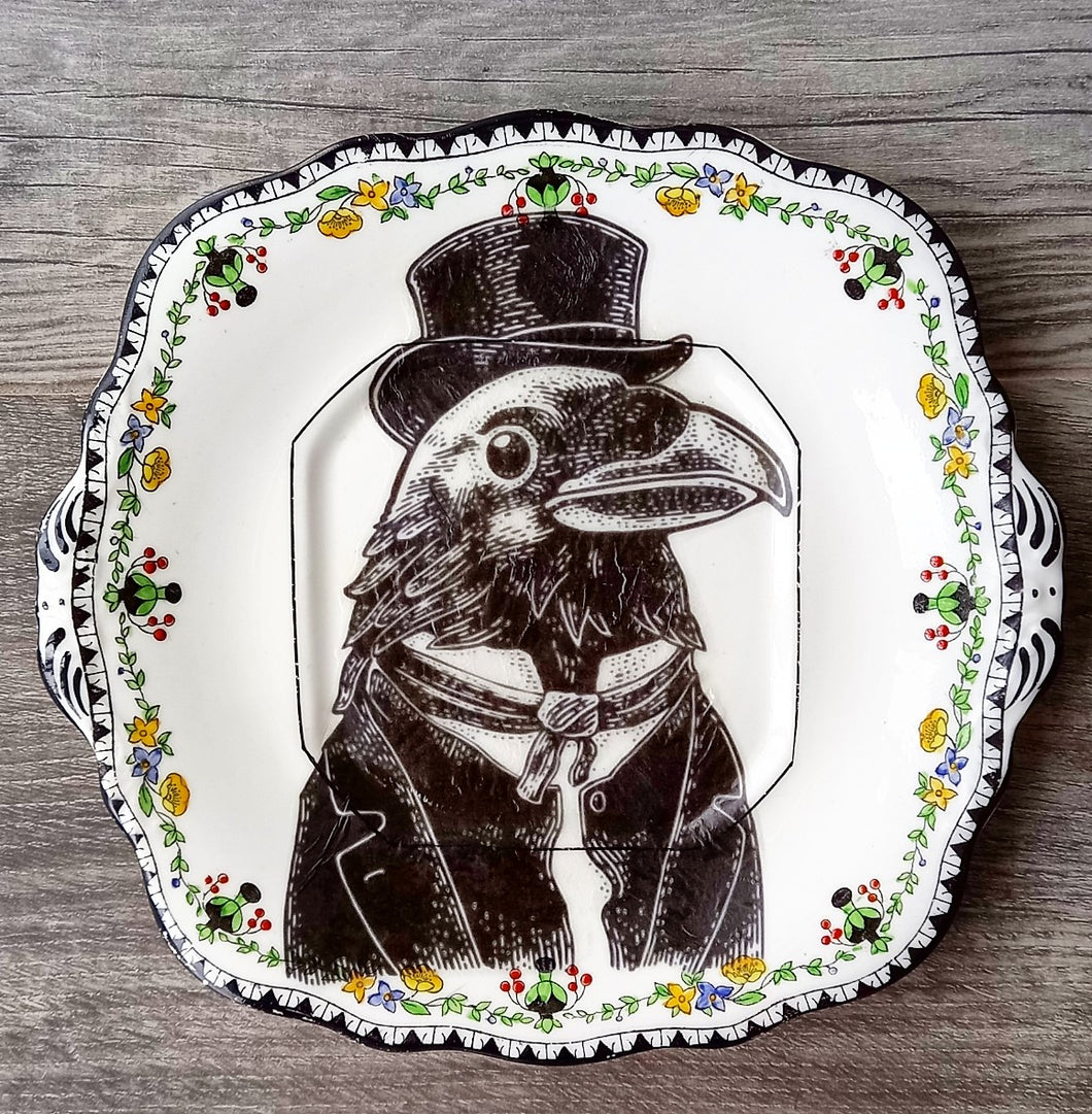 ‘Crow’ | Vintage Plate Wall Art | Bijoux Beach